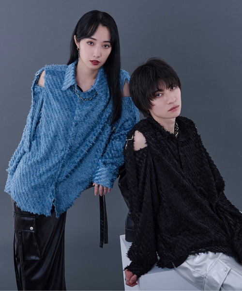 Ellno Loset(エルノロゼット)の「フリンジJQカットアウトシャツ(シャツ/ブラウス・メンズ・ブルー/ブラック・LARGE/MEDIUM/SMALL)」の8枚目の写真