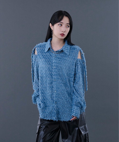 Ellno Loset(エルノロゼット)の「フリンジJQカットアウトシャツ(シャツ/ブラウス・メンズ・ブルー/ブラック・LARGE/MEDIUM/SMALL)」の9枚目の写真