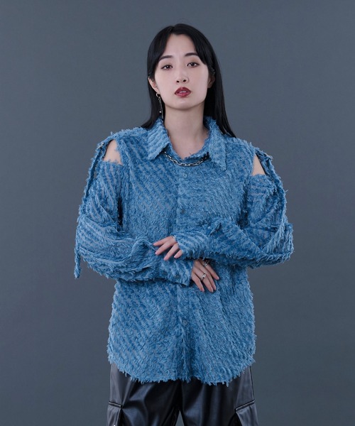 Ellno Loset(エルノロゼット)の「フリンジJQカットアウトシャツ(シャツ/ブラウス・メンズ・ブルー/ブラック・LARGE/MEDIUM/SMALL)」の10枚目の写真