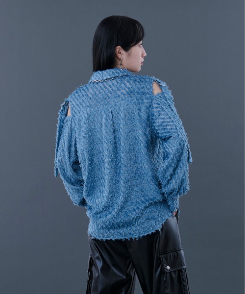 Ellno Loset(エルノロゼット)の「フリンジJQカットアウトシャツ(シャツ/ブラウス・メンズ・ブルー/ブラック・LARGE/MEDIUM/SMALL)」の3枚目の写真