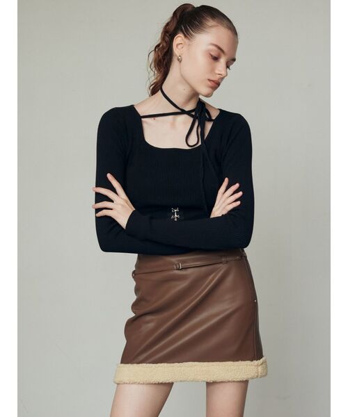 EMODA(エモダ)の「オープンフックチョーカーニット(ニット/セーター・レディース・ホワイト/ブラック/グレー/カーキ・FREE)」の20枚目の写真