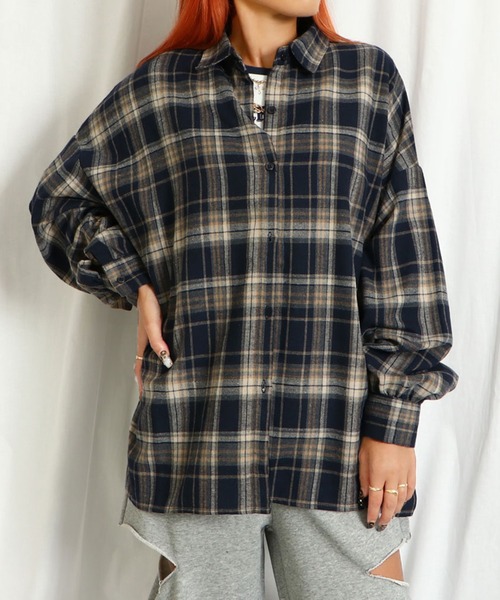 GORGE(ゴージ)の「チェックシャツ(シャツ/ブラウス・レディース・アイボリー/ブラック/ピンク/ネイビー・F)」の3枚目の写真