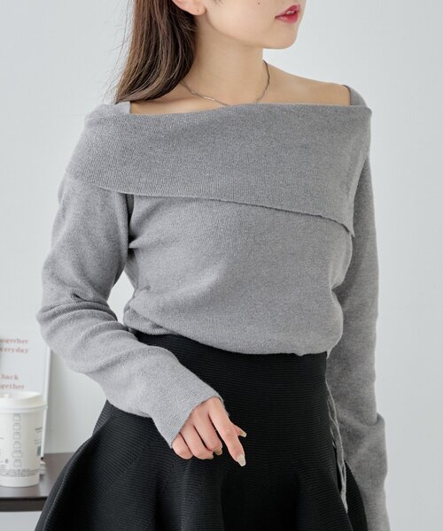 Chico(チコ)の「ビックカラーオフショルニット(ニット/セーター・レディース・ピンク/グレー/ブラック/アイボリー・FREE)」の21枚目の写真