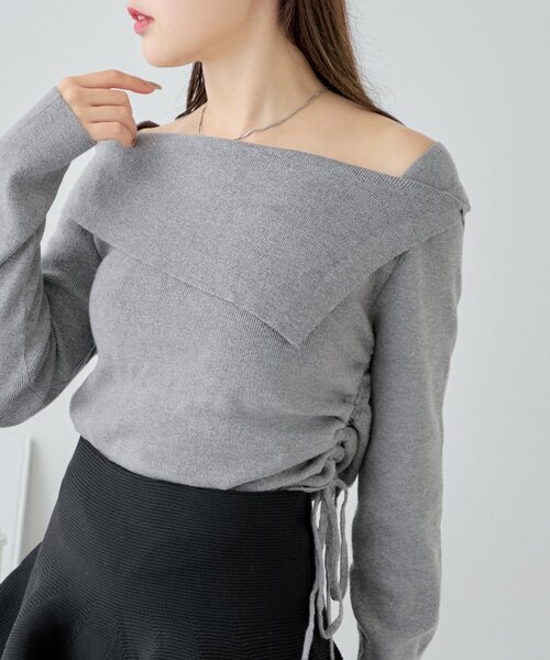 Chico(チコ)の「ビックカラーオフショルニット(ニット/セーター・レディース・ピンク/グレー/ブラック/アイボリー・FREE)」の20枚目の写真