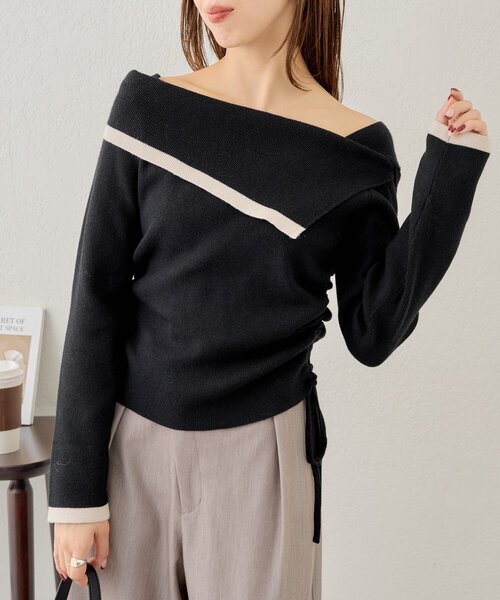 Chico(チコ)の「ビックカラーオフショルニット(ニット/セーター・レディース・ピンク/グレー/ブラック/アイボリー・FREE)」の17枚目の写真