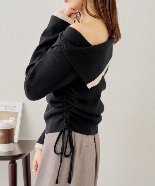 Chico(チコ)の「ビックカラーオフショルニット(ニット/セーター・レディース・ピンク/グレー/ブラック/アイボリー・FREE)」の16枚目の写真