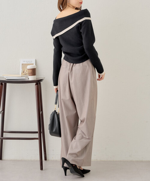 Chico(チコ)の「ビックカラーオフショルニット(ニット/セーター・レディース・ピンク/グレー/ブラック/アイボリー・FREE)」の14枚目の写真