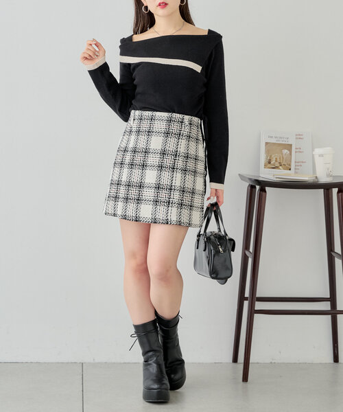 Chico(チコ)の「ビックカラーオフショルニット(ニット/セーター・レディース・ピンク/グレー/ブラック/アイボリー・FREE)」の12枚目の写真