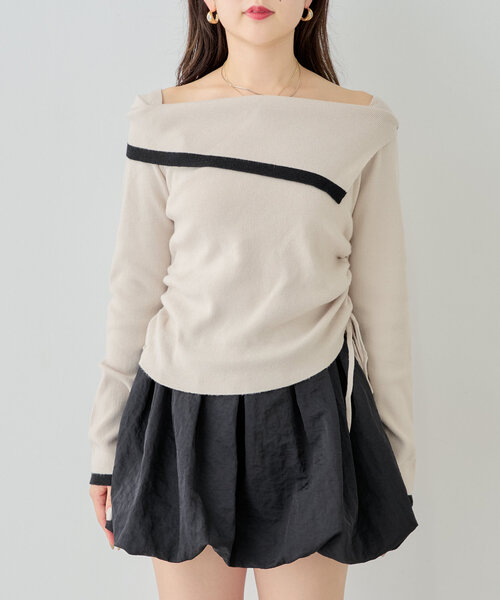 Chico(チコ)の「ビックカラーオフショルニット(ニット/セーター・レディース・ピンク/グレー/ブラック/アイボリー・FREE)」の10枚目の写真