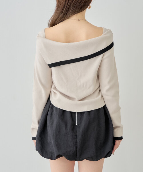 Chico(チコ)の「ビックカラーオフショルニット(ニット/セーター・レディース・ピンク/グレー/ブラック/アイボリー・FREE)」の9枚目の写真