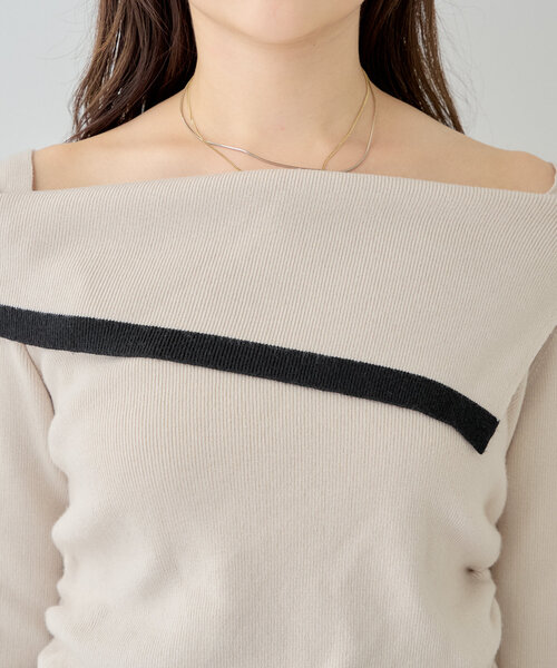 Chico(チコ)の「ビックカラーオフショルニット(ニット/セーター・レディース・ピンク/グレー/ブラック/アイボリー・FREE)」の8枚目の写真