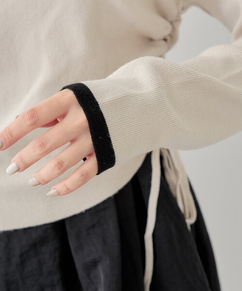 Chico(チコ)の「ビックカラーオフショルニット(ニット/セーター・レディース・ピンク/グレー/ブラック/アイボリー・FREE)」の6枚目の写真