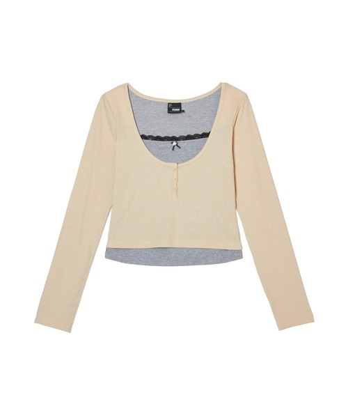 FCMM(エフシーエムエム)の「ROSE RIBBON L/S TEE/ローズリボンロングスリーブT(Tシャツ/カットソー・レディース・ピンク/アイボリー/ネイビー・MEDIUM/SMALL)」の6枚目の写真