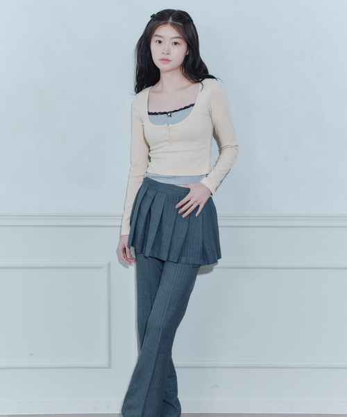 FCMM(エフシーエムエム)の「ROSE RIBBON L/S TEE/ローズリボンロングスリーブT(Tシャツ/カットソー・レディース・ピンク/アイボリー/ネイビー・MEDIUM/SMALL)」の15枚目の写真