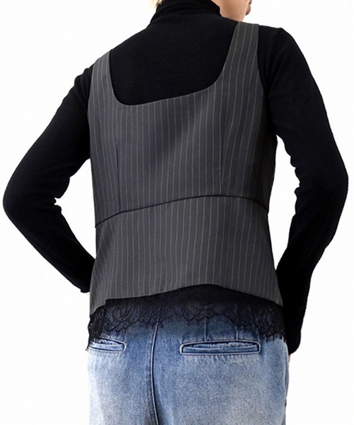 KEIYAMAGUCHI Collage tops ハーネス ビスチェ ビスチェドッキングカットソー(980-22103)