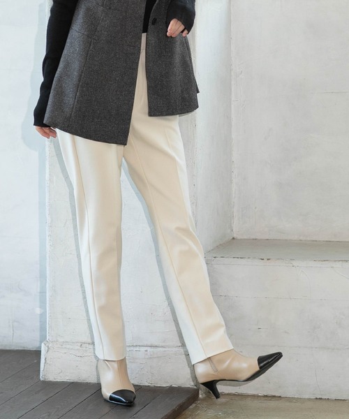 OPAQUE.CLIP（オペークドットクリップ）の「◆《SS-LLsize》着丈が選べる！裏起毛ストレッチスティックパンツ【蓄熱素材/洗濯機洗い可】（その他パンツ・レディース・ブラック/ブラウン系/オフホワイト/ブラック系・34/36/38/40/42/01/02/03）」の2枚目の写真