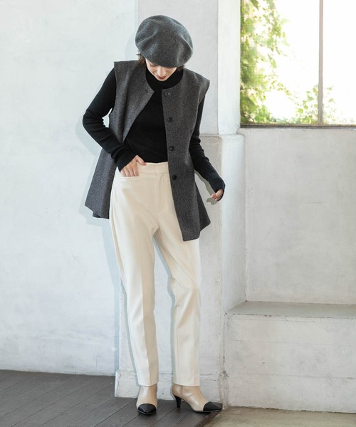 OPAQUE.CLIP（オペークドットクリップ）の「◆《SS-LLsize》着丈が選べる！裏起毛ストレッチスティックパンツ【蓄熱素材/洗濯機洗い可】（その他パンツ・レディース・ブラック/ブラウン系/オフホワイト/ブラック系・34/36/38/40/42/01/02/03）」の5枚目の写真