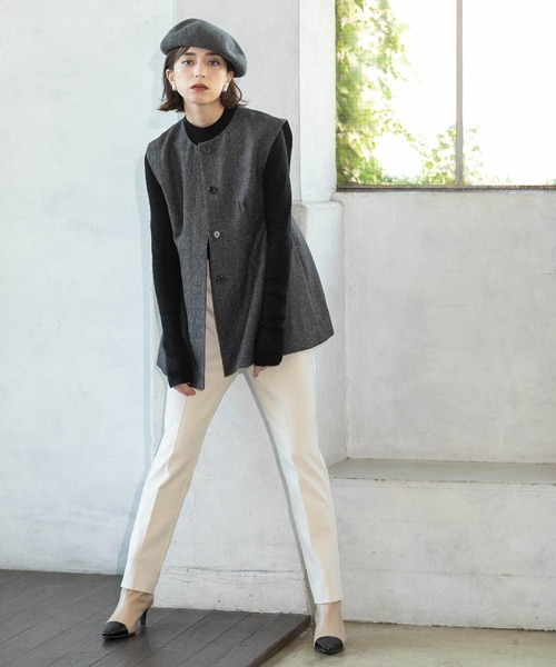 OPAQUE.CLIP（オペークドットクリップ）の「◆《SS-LLsize》着丈が選べる！裏起毛ストレッチスティックパンツ【蓄熱素材/洗濯機洗い可】（その他パンツ・レディース・ブラック/ブラウン系/オフホワイト/ブラック系・34/36/38/40/42/01/02/03）」の6枚目の写真