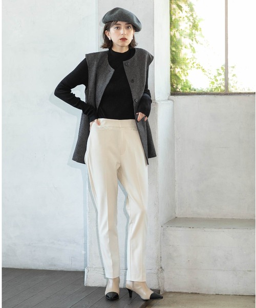 OPAQUE.CLIP（オペークドットクリップ）の「◆《SS-LLsize》着丈が選べる！裏起毛ストレッチスティックパンツ【蓄熱素材/洗濯機洗い可】（その他パンツ・レディース・ブラック/ブラウン系/オフホワイト/ブラック系・34/36/38/40/42/01/02/03）」の7枚目の写真