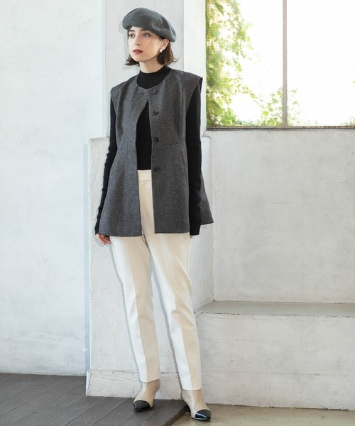 OPAQUE.CLIP（オペークドットクリップ）の「◆《SS-LLsize》着丈が選べる！裏起毛ストレッチスティックパンツ【蓄熱素材/洗濯機洗い可】（その他パンツ・レディース・ブラック/ブラウン系/オフホワイト/ブラック系・34/36/38/40/42/01/02/03）」の8枚目の写真