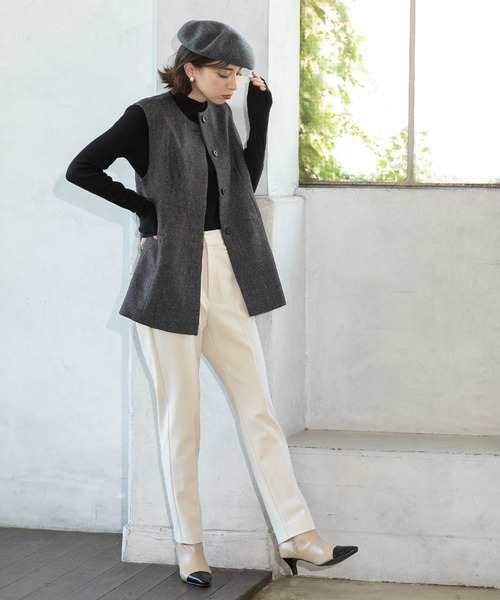 OPAQUE.CLIP（オペークドットクリップ）の「◆《SS-LLsize》着丈が選べる！裏起毛ストレッチスティックパンツ【蓄熱素材/洗濯機洗い可】（その他パンツ・レディース・ブラック/ブラウン系/オフホワイト/ブラック系・34/36/38/40/42/01/02/03）」の9枚目の写真