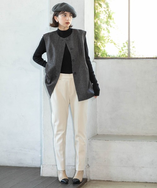 OPAQUE.CLIP（オペークドットクリップ）の「◆《SS-LLsize》着丈が選べる！裏起毛ストレッチスティックパンツ【蓄熱素材/洗濯機洗い可】（その他パンツ・レディース・ブラック/ブラウン系/オフホワイト/ブラック系・34/36/38/40/42/01/02/03）」の10枚目の写真