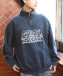 半起毛ピグメントハーフジップ