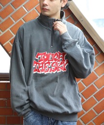 半起毛ピグメントハーフジップ