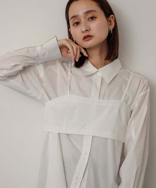 SENSE OF PLACE by URBAN RESEARCH（センスオブプレイスバイアーバンリサーチ）の「ビスチェシャツアンサンブル（シャツ/ブラウス・レディース・アイボリー/チャコールグレー/ブルー・ONE）」の4枚目の写真