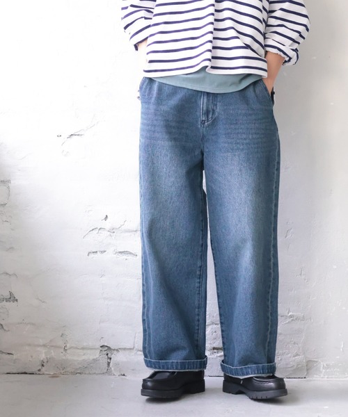 soulberry(ソウルベリー)の「ちょっぴりワイドな、日常デニム。(デニムパンツ・レディース・ブルー/ネイビー・LL/L/M/4L/3L)」の2枚目の写真
