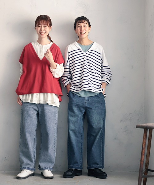 soulberry(ソウルベリー)の「ちょっぴりワイドな、日常デニム。(デニムパンツ・レディース・ブルー/ネイビー・LL/L/M/4L/3L)」の14枚目の写真