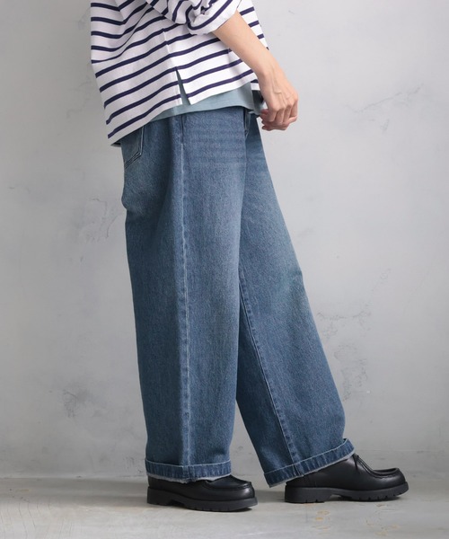 soulberry(ソウルベリー)の「ちょっぴりワイドな、日常デニム。(デニムパンツ・レディース・ブルー/ネイビー・LL/L/M/4L/3L)」の4枚目の写真