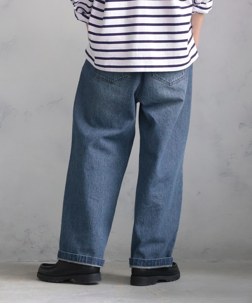 soulberry(ソウルベリー)の「ちょっぴりワイドな、日常デニム。(デニムパンツ・レディース・ブルー/ネイビー・LL/L/M/4L/3L)」の3枚目の写真