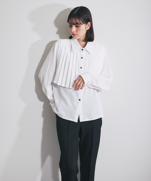 SMILE ORCHID（スマイルオーキッド）の「フリーツ切り替えブラウス（シャツ/ブラウス・レディース・ブラック/ホワイト・M）」の4枚目の写真