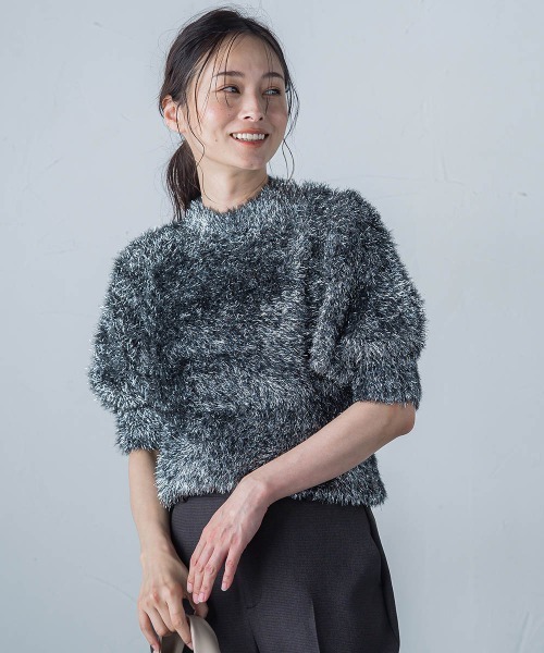 LAUTREAMONT(ロートレアモン)の「【WEB&一部店舗限定】メタリックフェザーニットプルオーバー(ニット/セーター・レディース・ブラック/ライトグレー・9号)」の12枚目の写真
