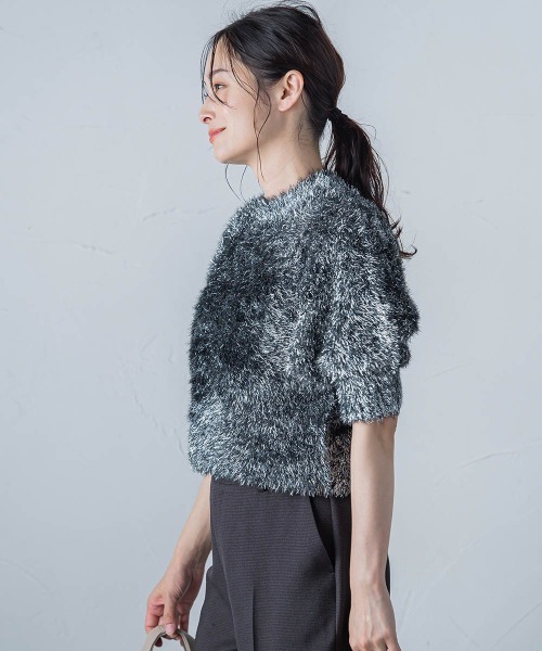 LAUTREAMONT(ロートレアモン)の「【WEB&一部店舗限定】メタリックフェザーニットプルオーバー(ニット/セーター・レディース・ブラック/ライトグレー・9号)」の13枚目の写真