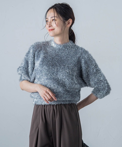 LAUTREAMONT(ロートレアモン)の「【WEB&一部店舗限定】メタリックフェザーニットプルオーバー(ニット/セーター・レディース・ブラック/ライトグレー・9号)」の8枚目の写真