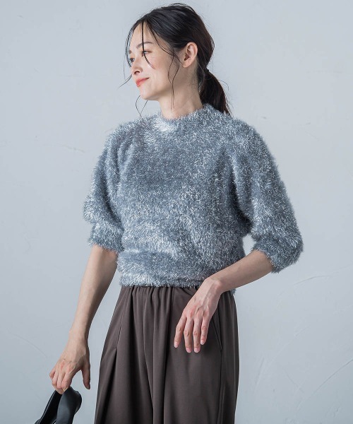 LAUTREAMONT(ロートレアモン)の「【WEB&一部店舗限定】メタリックフェザーニットプルオーバー(ニット/セーター・レディース・ブラック/ライトグレー・9号)」の10枚目の写真