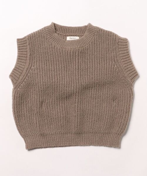 Bambin(ボンバン)の「【 Bambin / ボンバン 】 クルーネック ニット ベスト(ベスト・キッズ・アッシュブラウン/ブラック・130/120/110/100)」の9枚目の写真