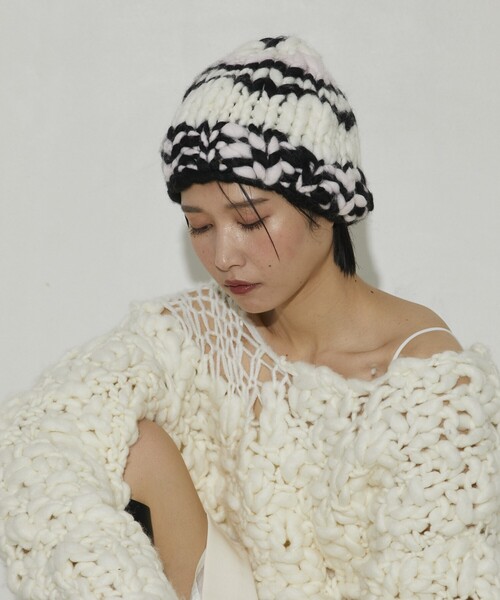 Firsthand(ファーストハンド)の「Firsthand/ファーストハンド ライトウェイトハンドニットビーニー(ニットキャップ/ビーニー・レディース・ブラック/オフホワイト/ストライプ・FREE)」の22枚目の写真