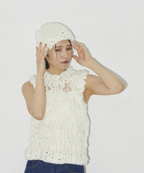 Firsthand(ファーストハンド)の「Firsthand/ファーストハンド ライトウェイトハンドニットビーニー(ニットキャップ/ビーニー・レディース・ブラック/オフホワイト/ストライプ・FREE)」の14枚目の写真