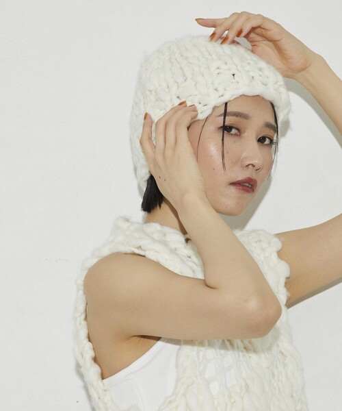 Firsthand(ファーストハンド)の「Firsthand/ファーストハンド ライトウェイトハンドニットビーニー(ニットキャップ/ビーニー・レディース・ブラック/オフホワイト/ストライプ・FREE)」の18枚目の写真