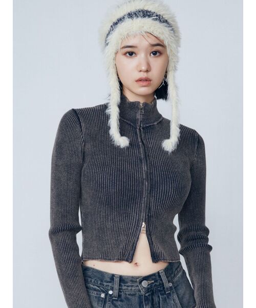 EMODA（エモダ）の「シャギーストライプニットキャップ（ニットキャップ/ビーニー・レディース・ブラック/アイボリー・FREE）」の21枚目の写真