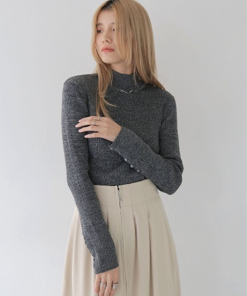 CLEIO（クレイオ）の「【CLEIO】メランジハイネックリブニット/MELANGE HIGH NECK RIB KNIT/986-12624（ニット/セーター・レディース・グレー/ブラック/オリーブ/ベージュ/サーモンピンク・FREE）」の3枚目の写真