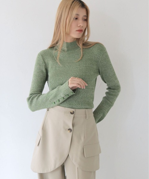 CLEIO（クレイオ）の「【CLEIO】メランジハイネックリブニット/MELANGE HIGH NECK RIB KNIT/986-12624（ニット/セーター・レディース・グレー/ブラック/オリーブ/ベージュ/サーモンピンク・FREE）」の4枚目の写真
