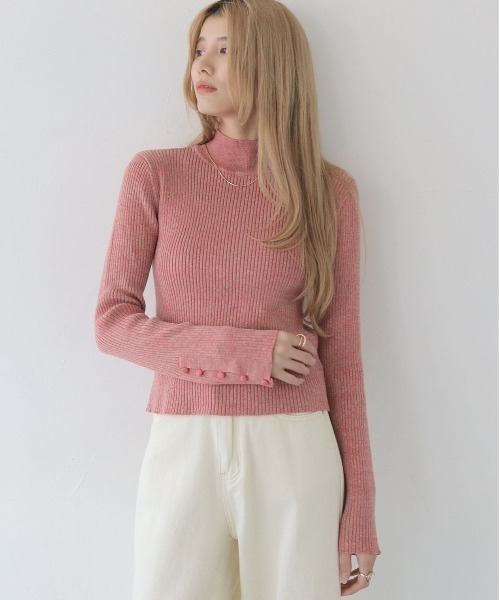 CLEIO（クレイオ）の「【CLEIO】メランジハイネックリブニット/MELANGE HIGH NECK RIB KNIT/986-12624（ニット/セーター・レディース・グレー/ブラック/オリーブ/ベージュ/サーモンピンク・FREE）」の5枚目の写真