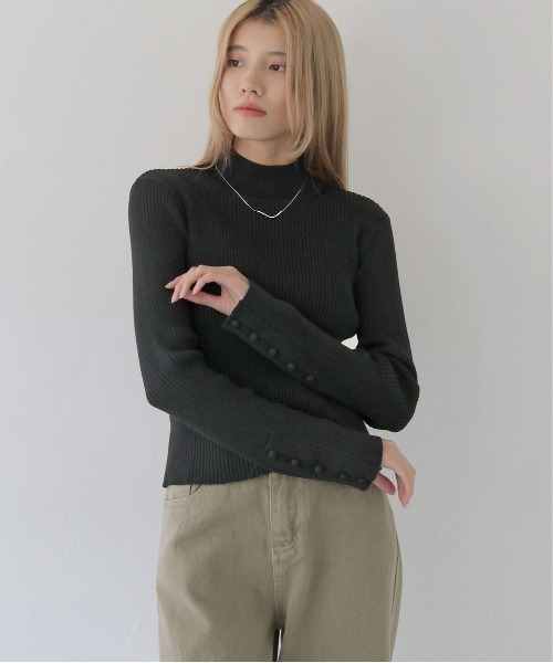 CLEIO（クレイオ）の「【CLEIO】メランジハイネックリブニット/MELANGE HIGH NECK RIB KNIT/986-12624（ニット/セーター・レディース・グレー/ブラック/オリーブ/ベージュ/サーモンピンク・FREE）」の2枚目の写真
