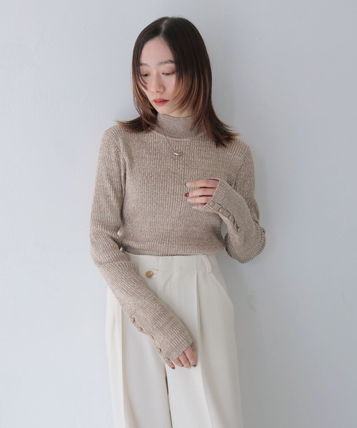 CLEIO（クレイオ）の「【CLEIO】メランジハイネックリブニット/MELANGE HIGH NECK RIB KNIT/986-12624（ニット/セーター・レディース・グレー/ブラック/オリーブ/ベージュ/サーモンピンク・FREE）」の6枚目の写真