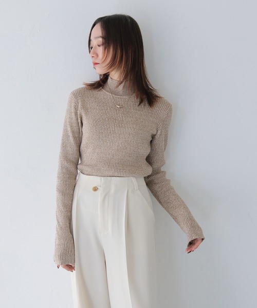 CLEIO（クレイオ）の「【CLEIO】メランジハイネックリブニット/MELANGE HIGH NECK RIB KNIT/986-12624（ニット/セーター・レディース・グレー/ブラック/オリーブ/ベージュ/サーモンピンク・FREE）」の7枚目の写真