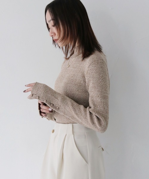 CLEIO（クレイオ）の「【CLEIO】メランジハイネックリブニット/MELANGE HIGH NECK RIB KNIT/986-12624（ニット/セーター・レディース・グレー/ブラック/オリーブ/ベージュ/サーモンピンク・FREE）」の10枚目の写真